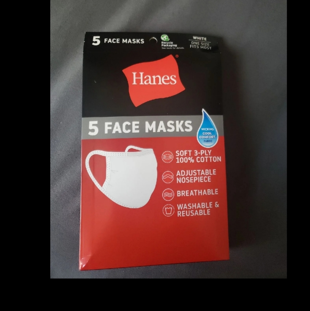 Hanes Face Mask 5piece